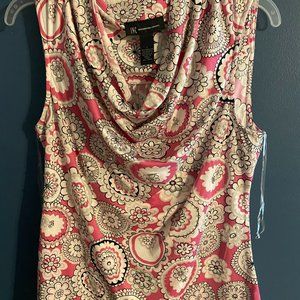 INC Blouse Size L Pink and White
